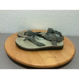 Teva Leather Thong Sandals Womens 6 Gray Hook Loop Straps 1007552